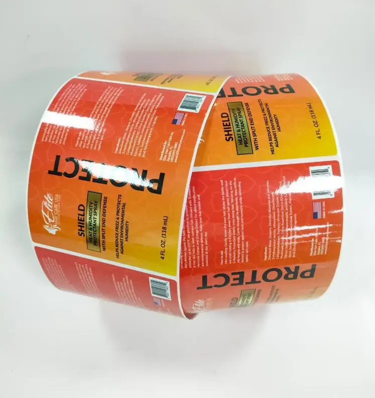 Roll stickers with gold sliver foil vinyl stickers with strong adhesive glue  bottle stickers for hair.