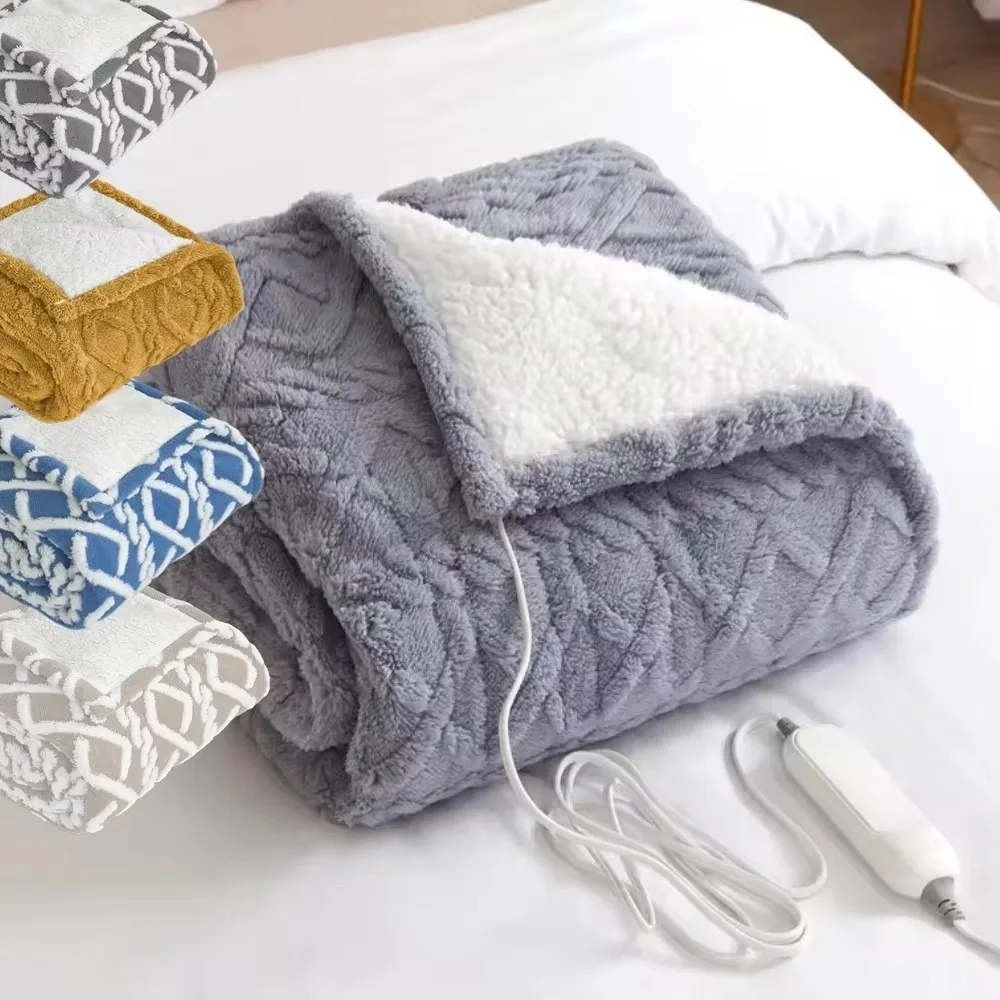 CUSTOMIZED Home textile FLANNEL BED auto warm fluffy custom single lattice heated up BULK electric blanket throw for WINTER BED