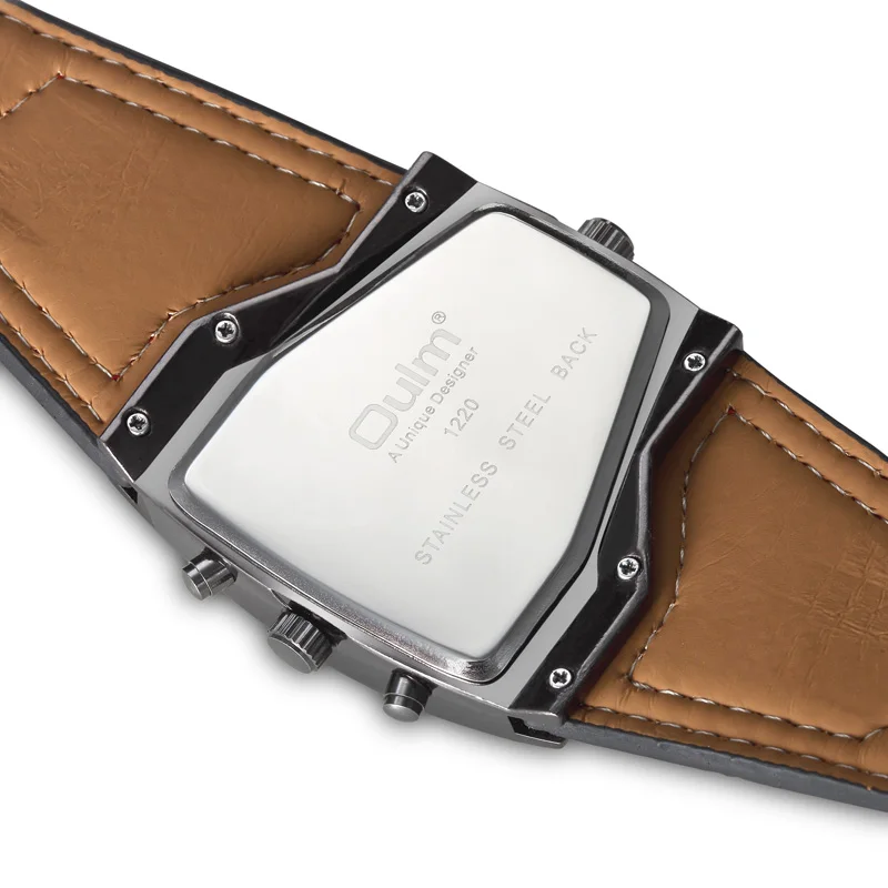 
Oulm Watches Original personality design Man Watch Unique Multiple Time Zone Leather Strap Male Wrist Watch Relogio Masculino 