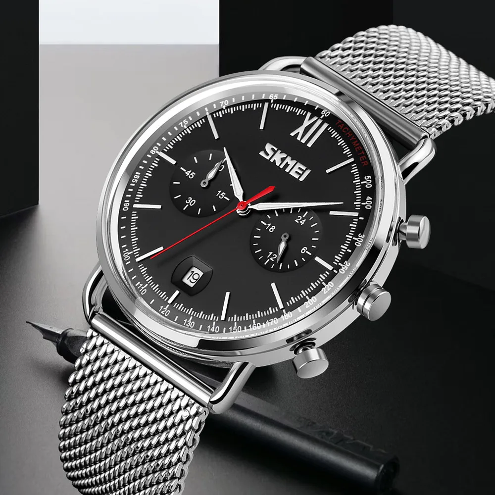 Мужские Водонепроницаемые наручные часы из нержавеющей стали Skmei