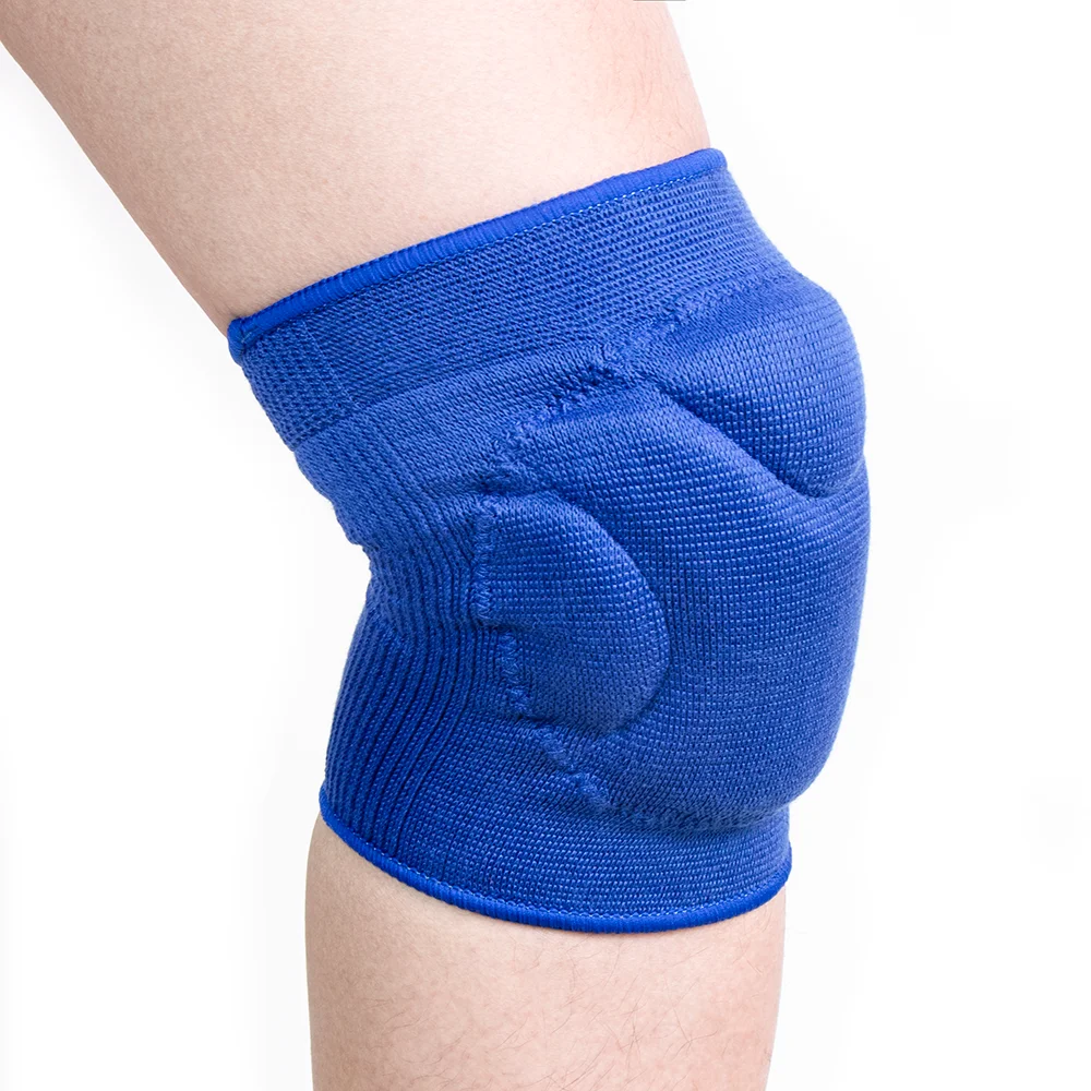 High quality blue permeable compression volleyball knee guard with cushion