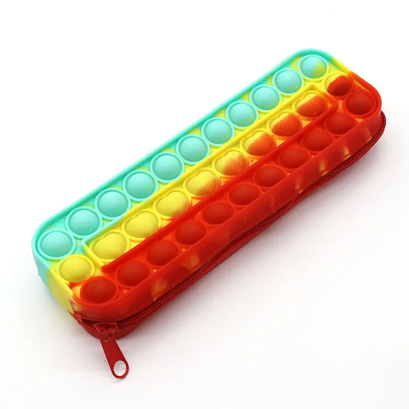 Cute cartoon fidget silicone bubble pencil bag kids school large pop it pencil case