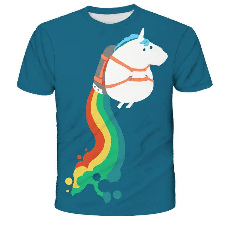 Summer Kids Clothing Cheap Boy Short Sleeve T-shirts With Unicorn For girls