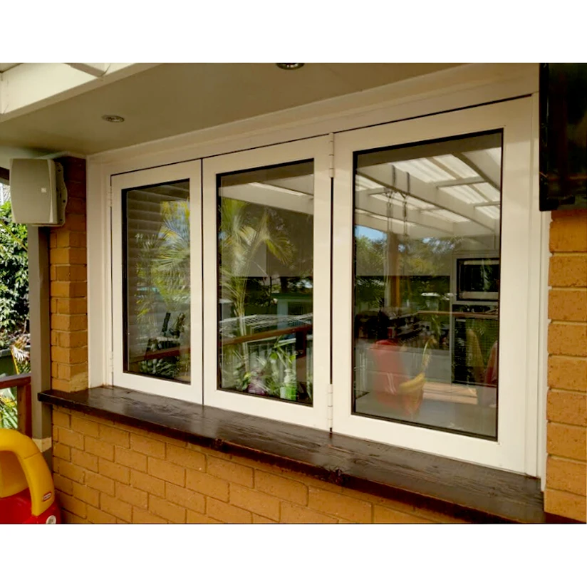 Windproof Outdoor Bar Counter Horizontal Villa White Accordion Folding Window For Kitchen