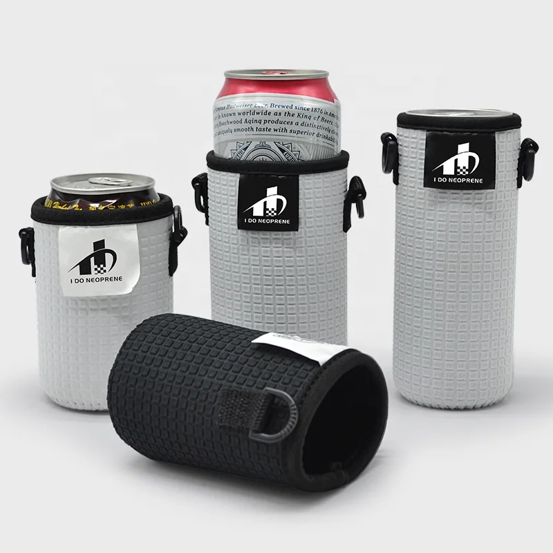 Custom logo embossed neoprene manufacturer 12 16 oz beer bottle stubby holder drink can cooler cover sleeve coozies with strap