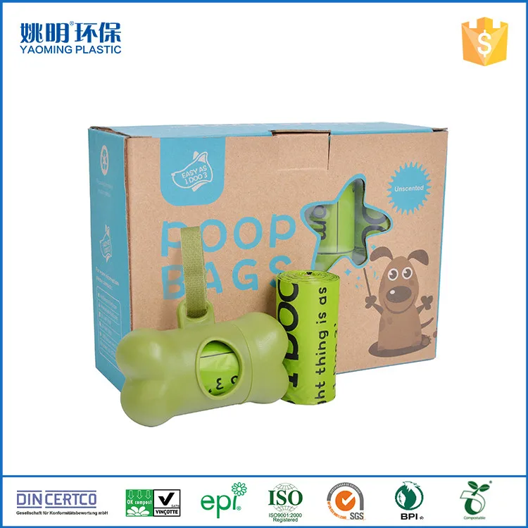 Biodegradable Custom Logo Dog Waste Bag Disposable Compostable Garbage Pet Waste Holder Dog Poop Bag