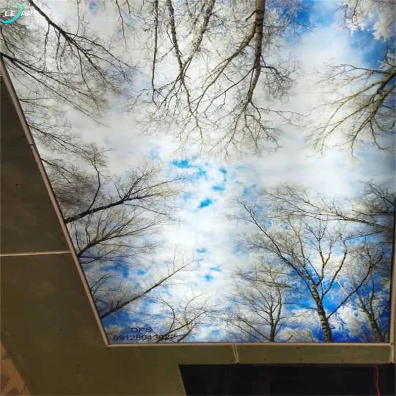 Different types of fire resistant fashion interior home decoration material PVC film Plafond tendu false ceiling fabric price