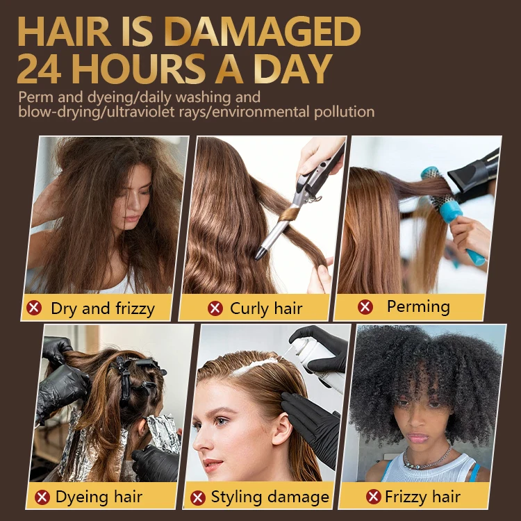 Custom label keratin argan oil shampoo and conditioner set, degreasing deep cleansing hair, avocado smoothing hair mask set