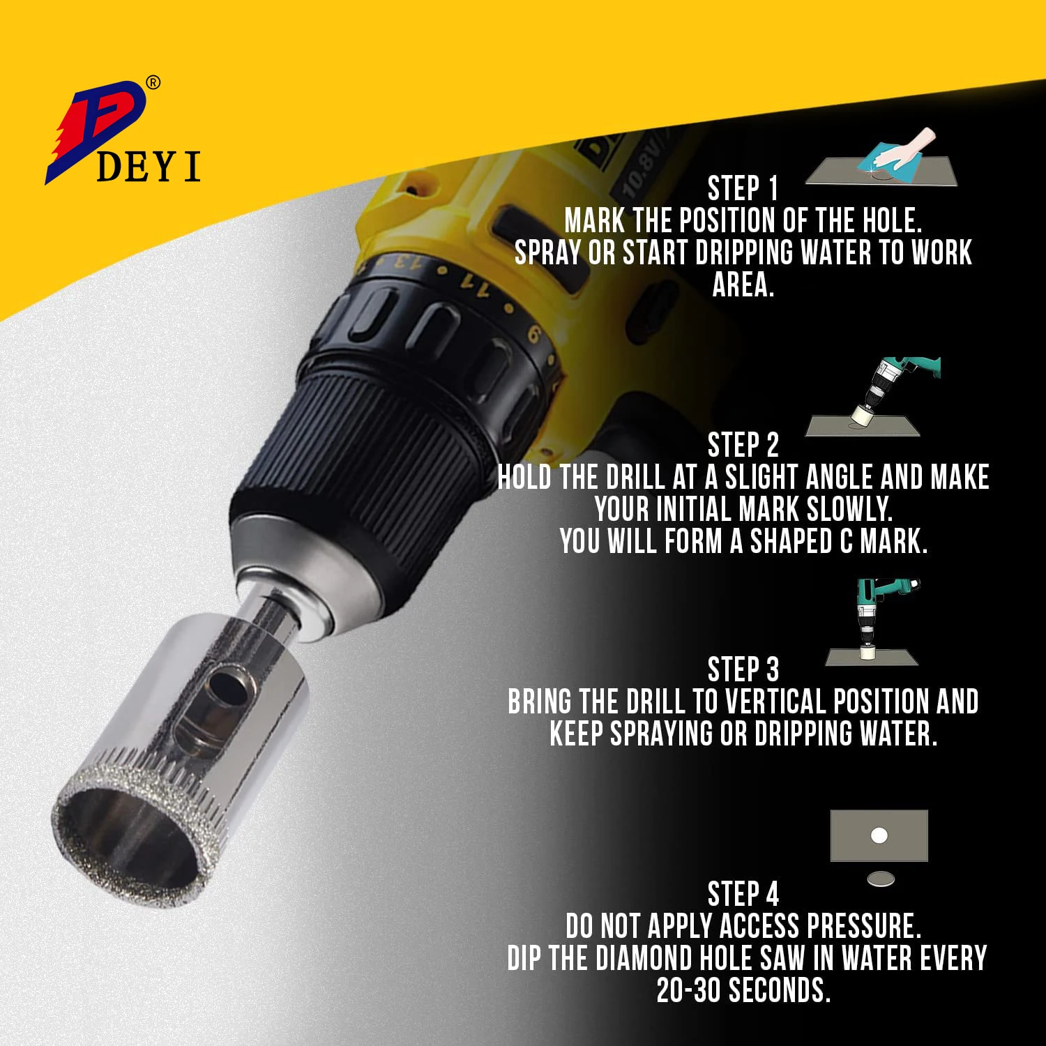 5mm electroplated diamond drill bits Drilling for ceramic tiles and glass