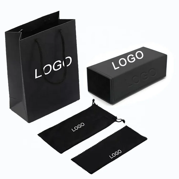 Luxury Sunglasses Folding Case Box Black Glasses Pouches Cloth Eyewear Package Sunglasses Drawer Box Set