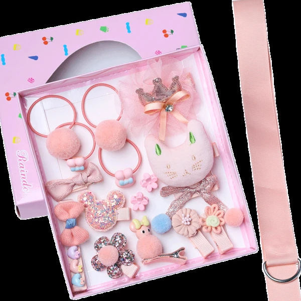18 pcs/set of baby hair accessories child hair clips cute hair string rubber band gift box