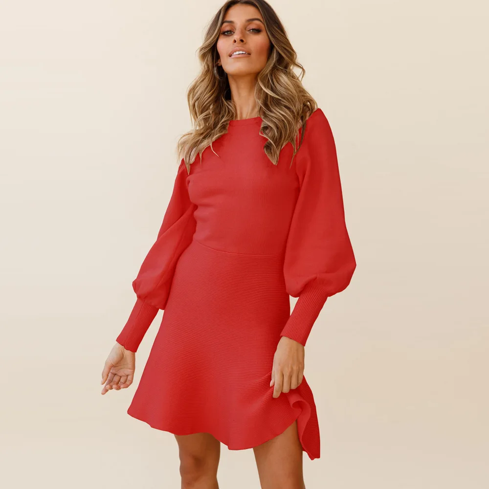 2021 New Fashion Sweater Casual Dresses Winter Collections Women Dresses Long Sleeve