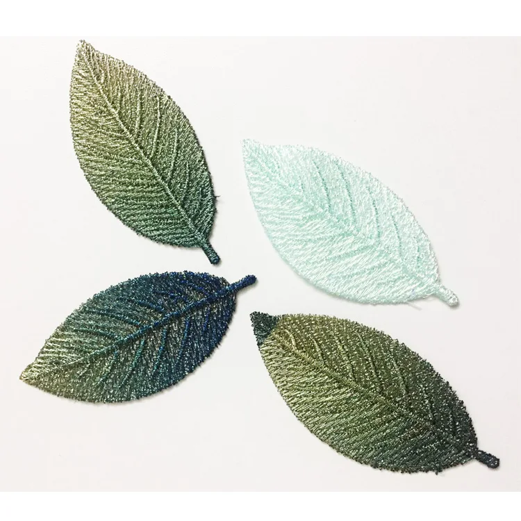 luxury gold sewn on leaf  embroidery patch for woman dress woman skirts