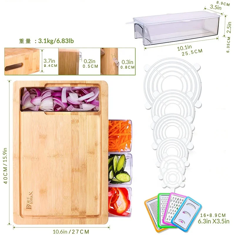 Factory Directly China cheap bamboo cheese cutting board for kitchen chopping block board with tray cutting board with container