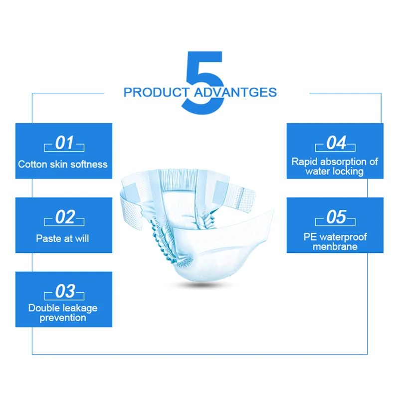 
OEM Ultra Thin Disposable Senior Adult Diapers With Magic Tapes For adults 