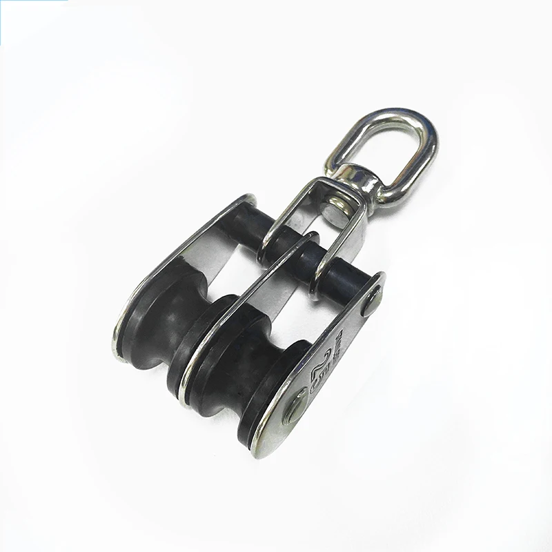 Wholesale Stainless Steel Pulley Swivel Toggle Eye Pulley Block Double Sheaves Marine Hardware Wire Rope Fittings