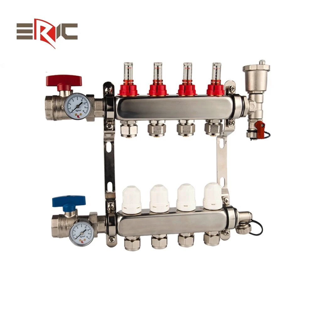 
304 Stainless Steel Underfloor Heating Construction Manifolds 4LOOPS 