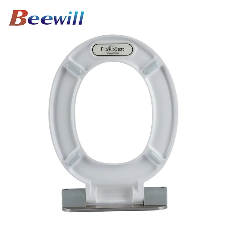White Thermoplastic Flip Up Spring Loaded Toilet Seat