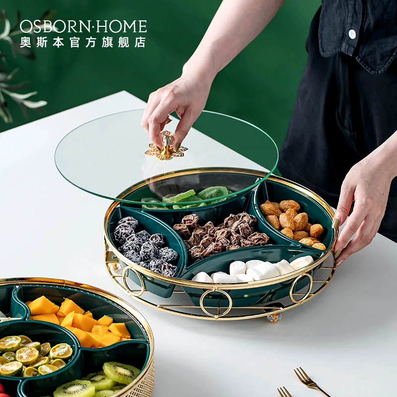 OSBORN Light luxury fruit plate creative dried fruit platter home snack box on living room coffee table