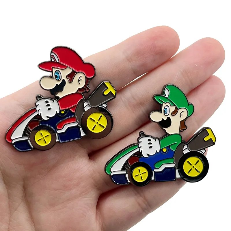2024 New Anime Mario Metal Badge Luigi Brooch Pin Cute Creative Cartoon Yoshi Pins for Men Children Gift