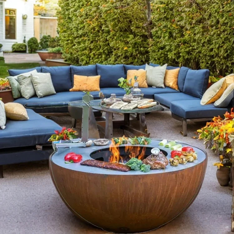 Corten Steel bbq Barbecue Grill Outdoor Wood Burning Charcoal Corten BBQ Grills Fire Pit