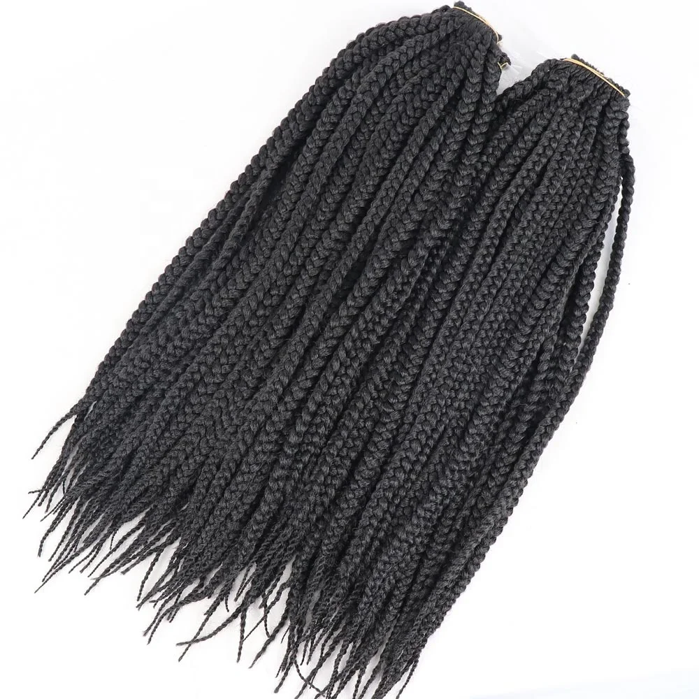6 Packs 20 Inch Black Ombre Pre Looped Synthetic Box Braiding Hair 3X Box Braids Crochet Hair Extension