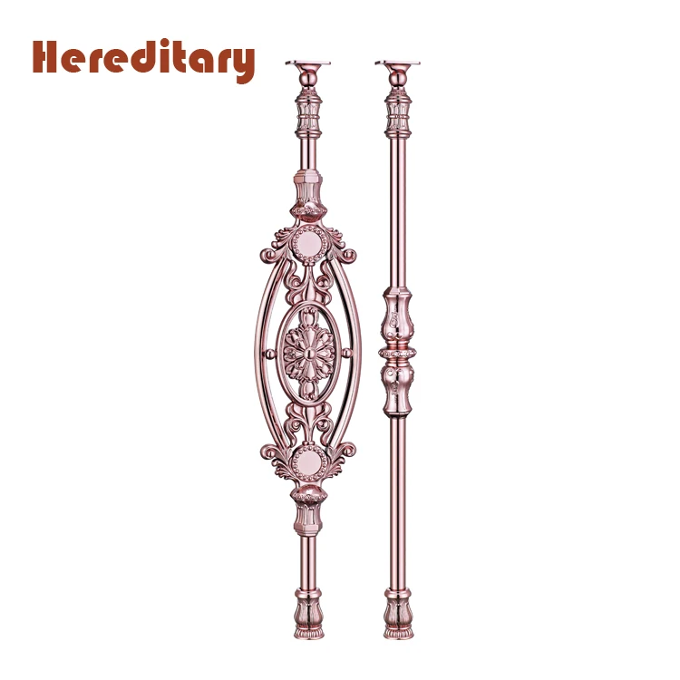 Luxury white rose glod veranda aluminum railing and curved staircase aluminum balcony railing design