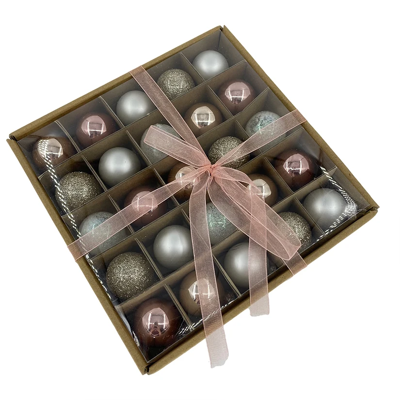 
Clear Bulk Solid Karft Box with PET Lid Glass Christmas Tree Ball Ornaments 