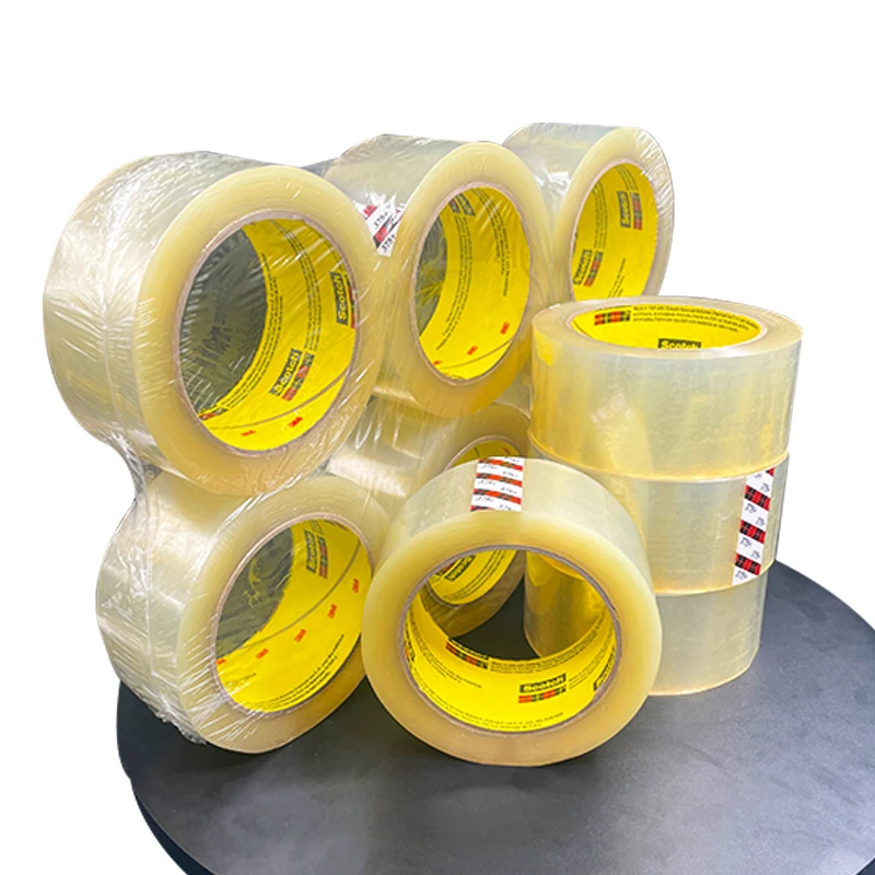 Custom pvc 3 M 375+ BOPP transparent Single Side boxes carton sealing packaging self adhesive tape jumbo roll manufacturing