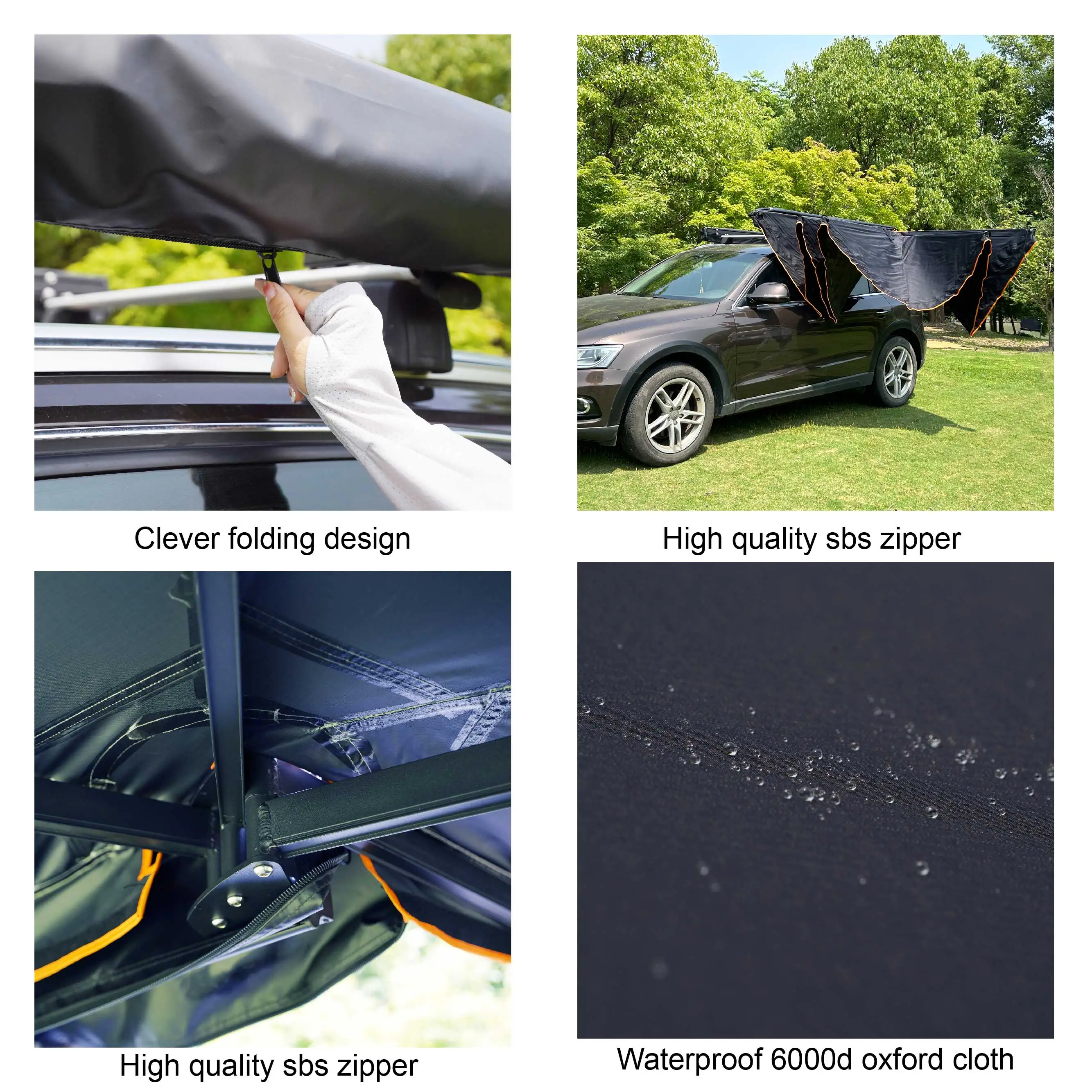 Yescampro new design retractable roof top tent car side mount 270 degree car side awning with led light