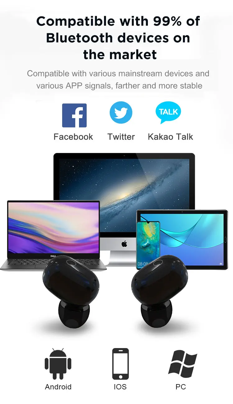 Беспроводные наушники Smart Hands Free TWS ANC с Поддержкой iphone Samsung Xiaomi Huawei Vivo
