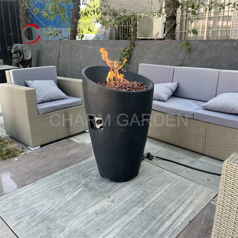 Customized Fiberglass Concrete Patio Heaters  Outdoor Durable Fire Pit Column