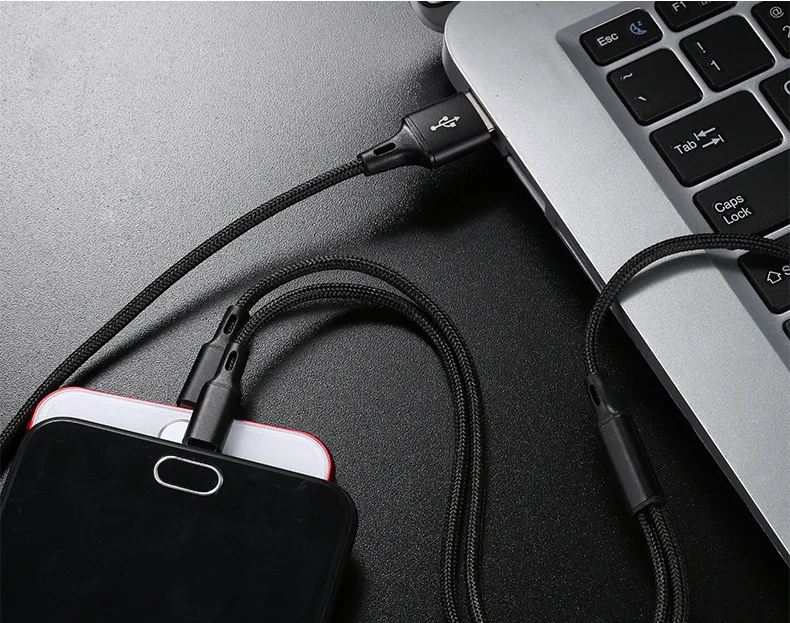 factory price multifunctional USB 3 in 1 mobile phone charging cable for works on multiple devices with iPhone type c