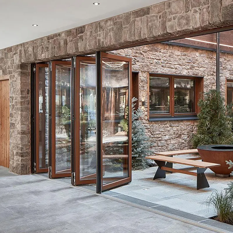 Large View Thermal Break Soundproofing Aluminum Double Glass  Bifold Door Aluminum Bifold Exterior Door