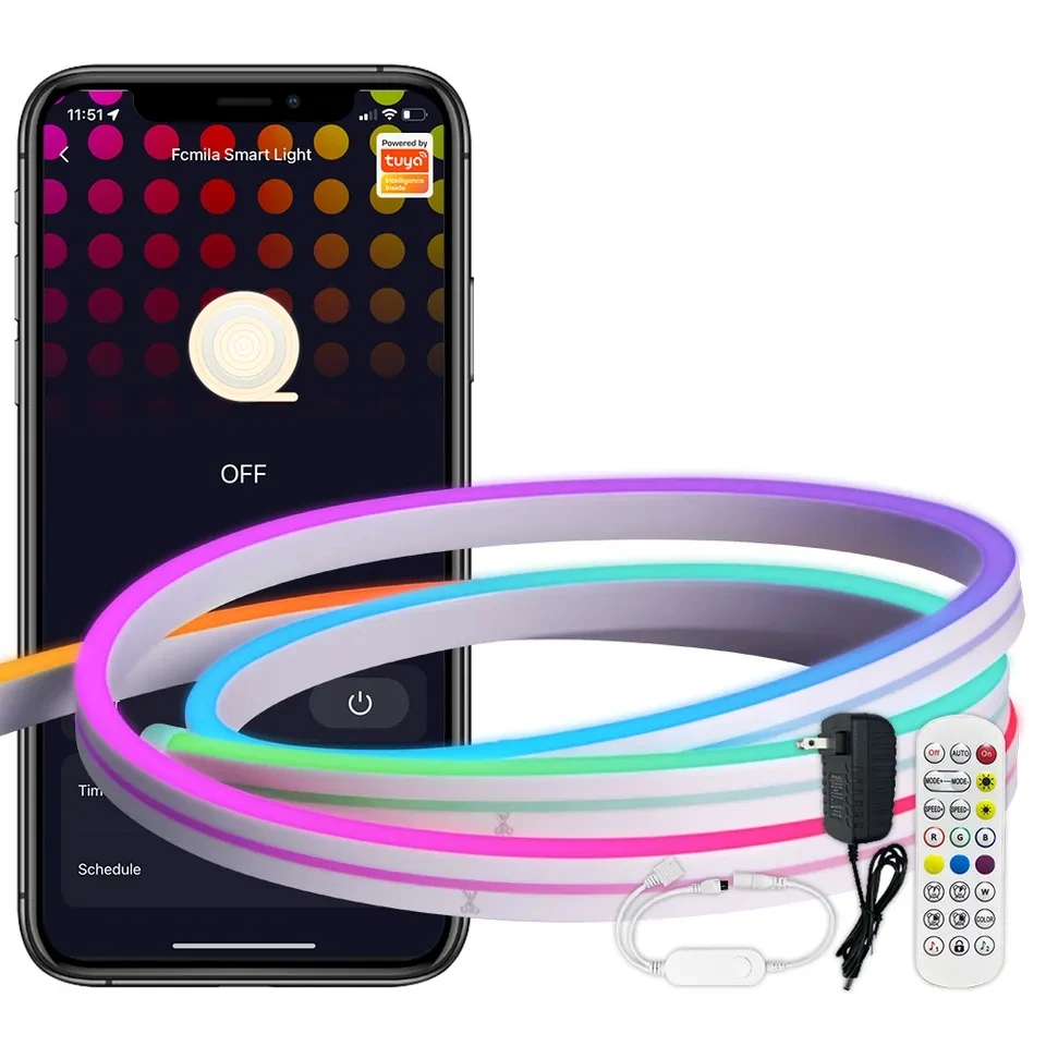 WIFI Tuya Smart IP67 водонепроницаемый 5 м RGB световая полоса беспроводной пульт дистанционного управления Красочный светодиодный неоновый свет полосы