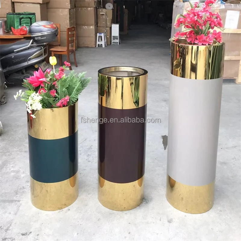 Irregular 304 Stainless Steel Plant Pot Street Metal Flower Box Big Size Planter Stand