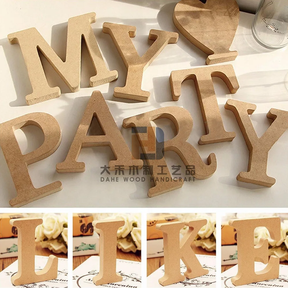 DIY Unfinished MDF Wood 3D Symbol Wooden Standing Letters for Wedding Tabletop Wall Sign Home Decor