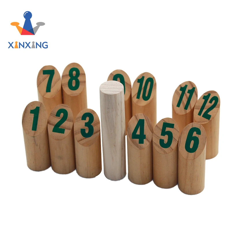 Wooden Throwing Game 12 Stick Number Kubb Pins, Throwing Dowel,Outdoor Lawn Games for Adults and Kids Family Garden Game