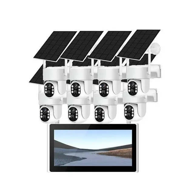 4ch 8ch 5mp Солнечный беспроводной комплект Nvr с 4mp камерой 10 дюймов монитор системы видеонаблюдения Ai Солнечная Wi-Fi камера