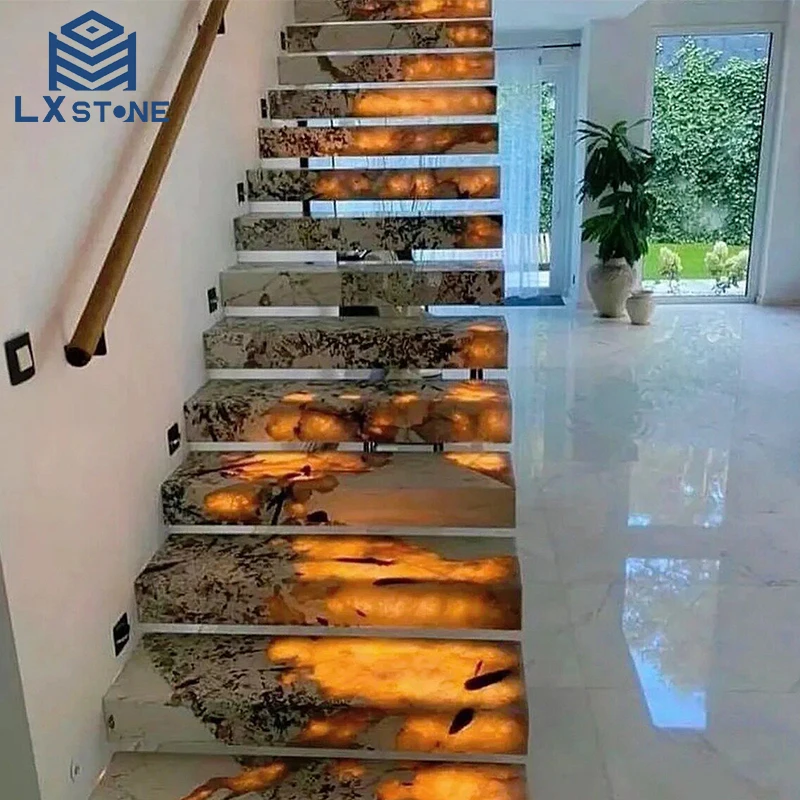 Natural Luxury Pandora White Marble Staircase Modern Home Decoration Stone Tiles
