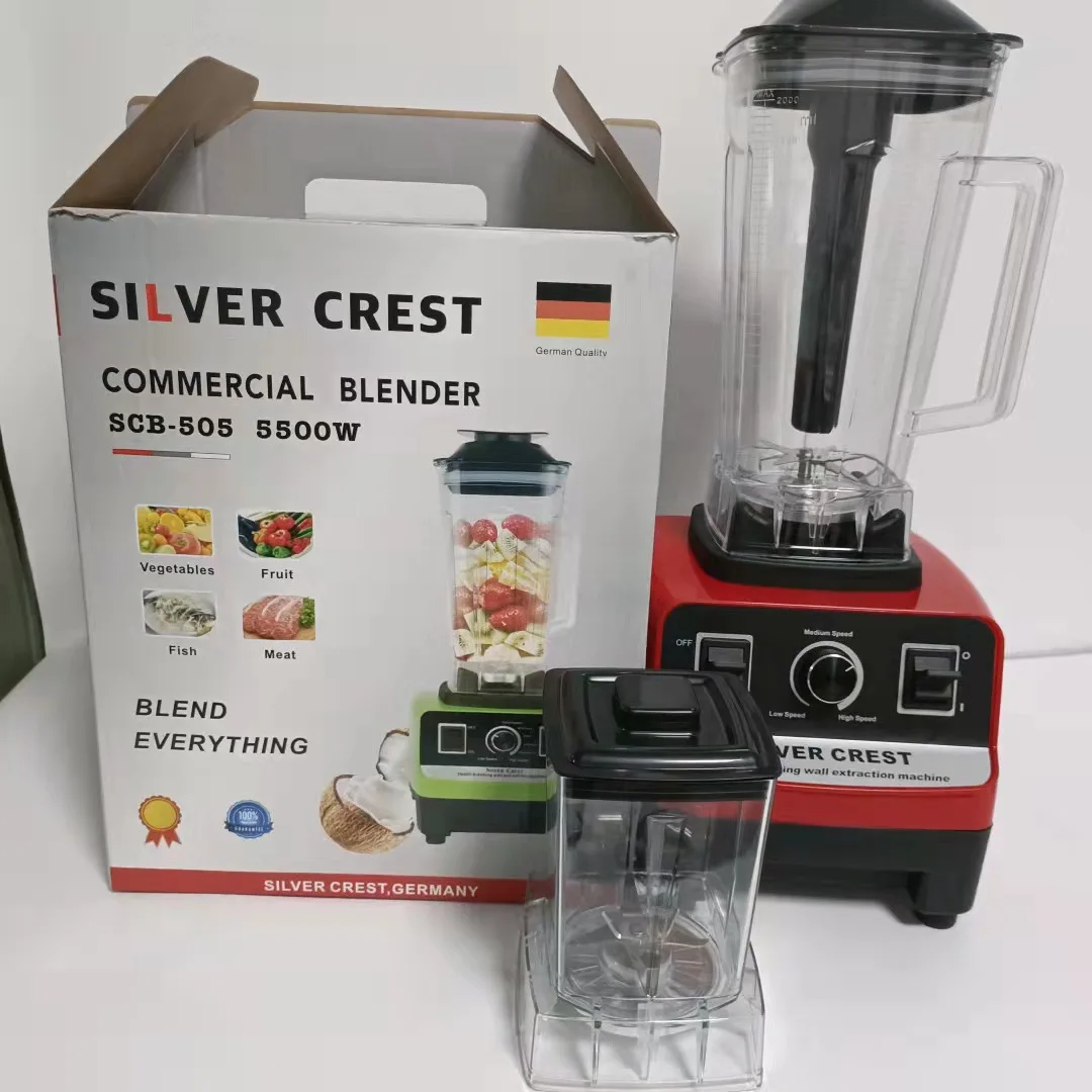 SC-1589 2 в 1 серебряный крест блендер 2L 5500W Большой мощный смузи большой коммерческий с сухой шлифовальная чаша