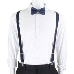 Комплект однотонных мужских бантиков, подтяжки из полиэстера, Y-образные, со звездами, серебристые, регулируемые, эластичные