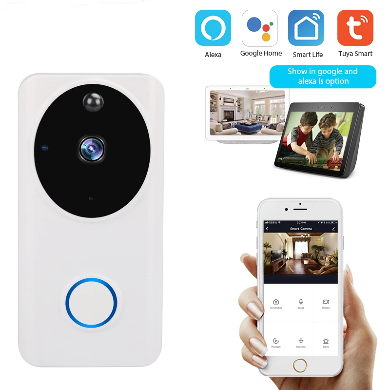 Tuya Wi-Fi дверной звонок видео беспроводной домофон Звонок домой безопасности двухстороннее аудио 1080P камера