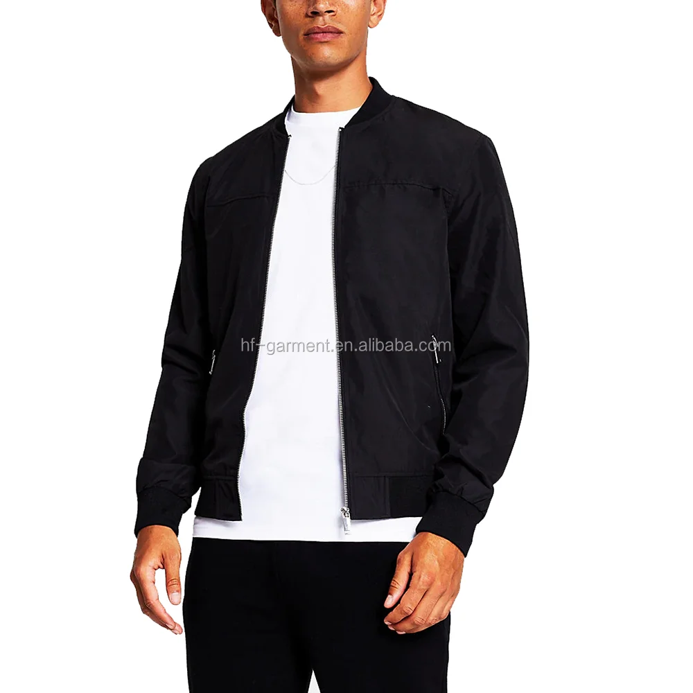 Factory Custom Wholesale Thin Black Men Jacket Windbreaker Satin Bomber Jacket Men for spring