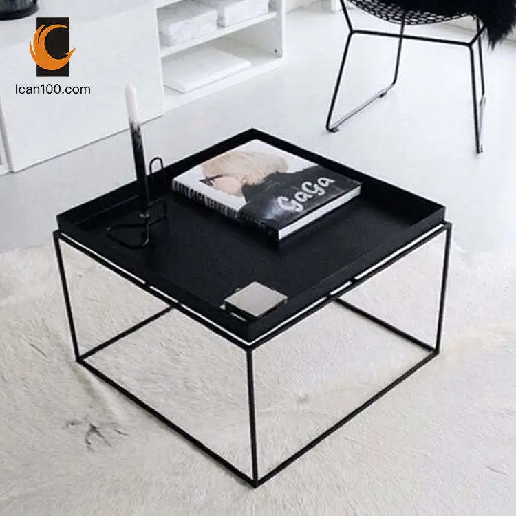 Metal Coffee Table Tray Black Square Table Luxury Small Coffee Table For Living Room