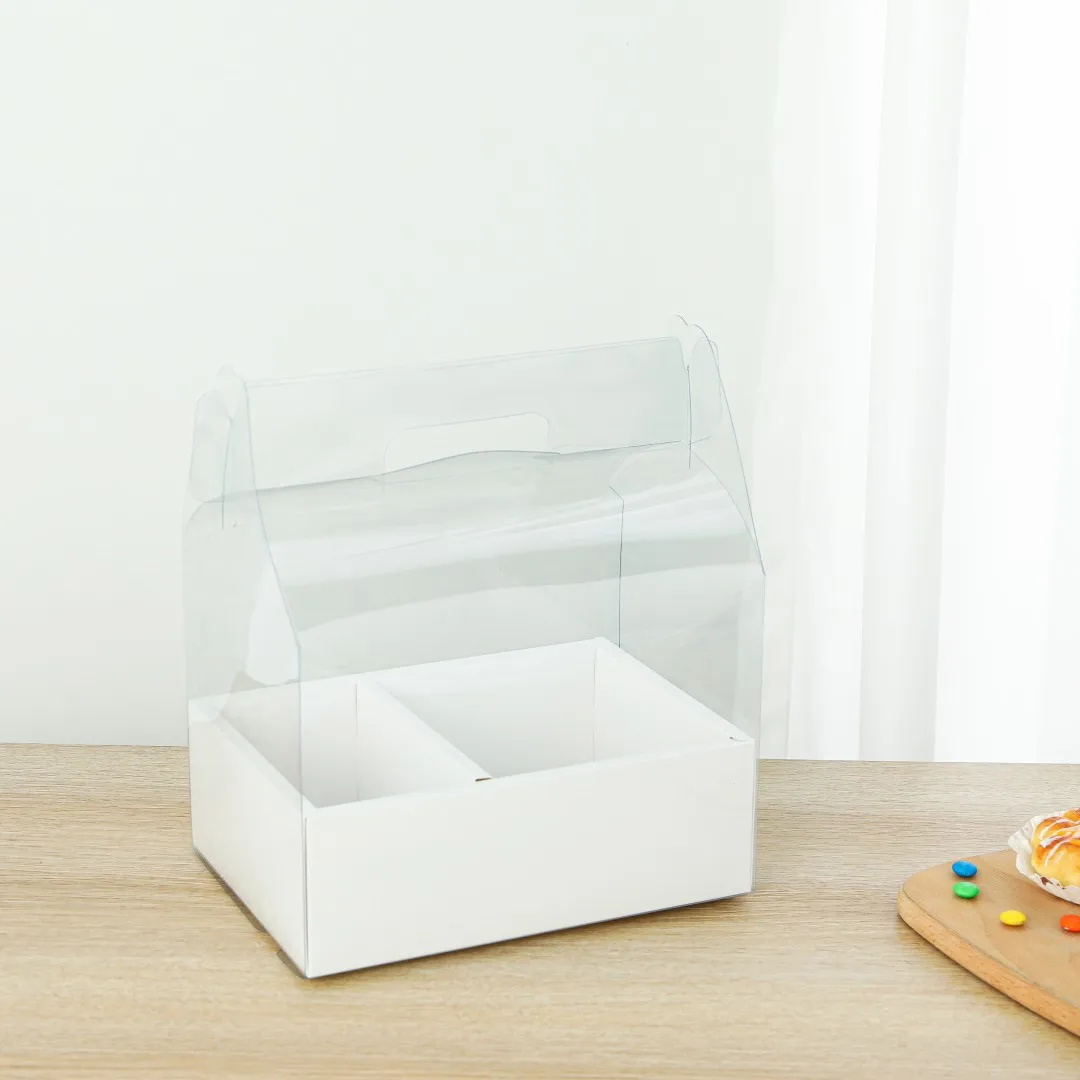 Exquisite Flower Cake Box Floding Transparent Christmas Anniversary Empty Gift Dessert Paper Packaging Box  With Handle