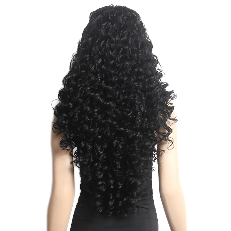 ST Guangzhou Factory Cheap Wholesale Long Kinky Curly Hair Black synthetic Wigs For Black Women
