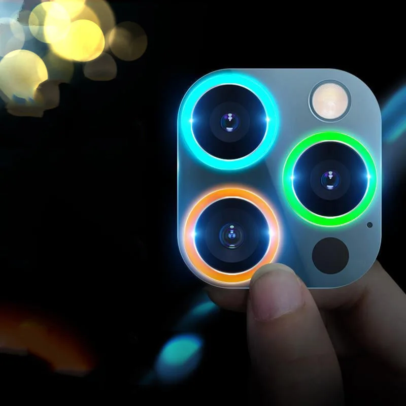 3D shine luminous  protector for iphone 11pro 12 pro max 13pro max night light camera lens