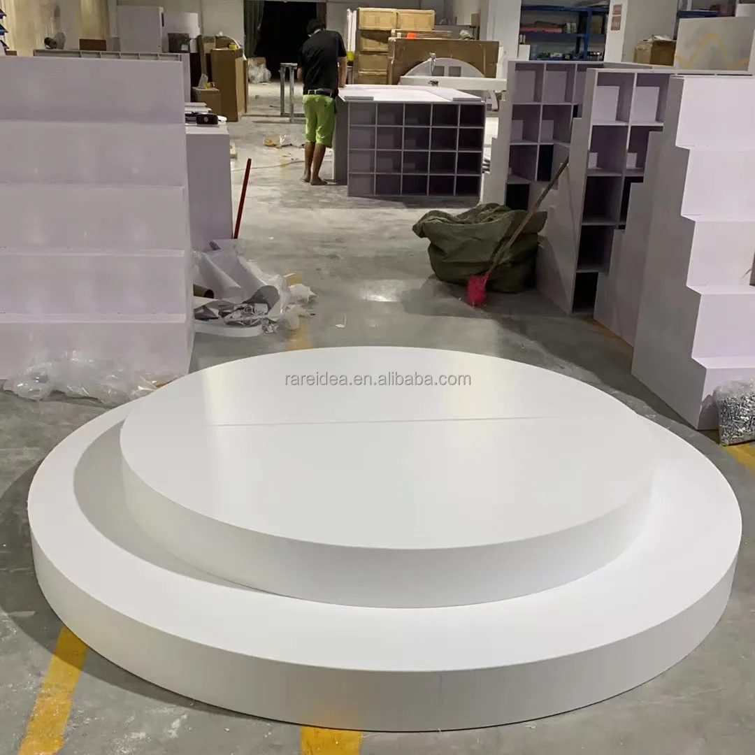 Custom Size Rectangle White Wedding Stage For Bride And Groom Round Stage Wedding Platform White Acrylic Stage