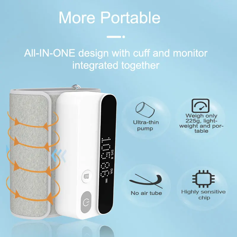 Smart Blood Pressure Machine Medidor De Presion Arterial Sphygmomanometer Arm Rechargeable Smart Arm Blood Pressure Monitor